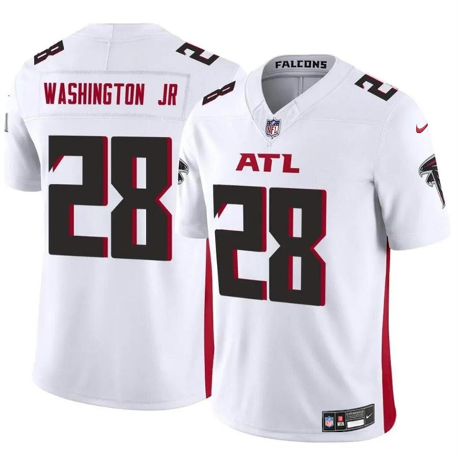 Men's Atlanta Falcons #28 Carlos Washington Jr White 2024 F.U.S.E Vapor Untouchable Limited Stitched Football Jersey Men's Atlanta Falcons #28 Carlos Washington Jr White 2024 F.U.S.E Vapor Untouchable Limited Stitched Football Jersey