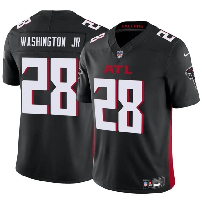 Men's Atlanta Falcons #28 Carlos Washington Jr Black 2024 F.U.S.E Vapor Untouchable Limited Stitched Football Jersey Men's Atlanta Falcons #28 Carlos Washington Jr Black 2024 F.U.S.E Vapor Untouchable Limited Stitched Football Jersey