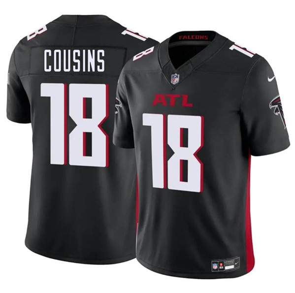 Men's Atlanta Falcons #18 Kirk Cousins Black 2023 F.U.S.E. Vapor Untouchable Limited Football Stitched Jersey Men's Atlanta Falcons #18 Kirk Cousins Black 2023 F.U.S.E. Vapor Untouchable Limited Football Stitched Jersey