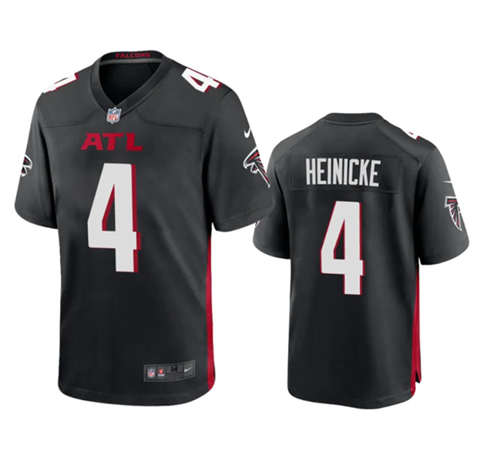 Men's Atlanta Falcons #4 Taylor Heinicke New Black Stitched Game Jersey Men's Atlanta Falcons #4 Taylor Heinicke New Black Stitched Game Jersey