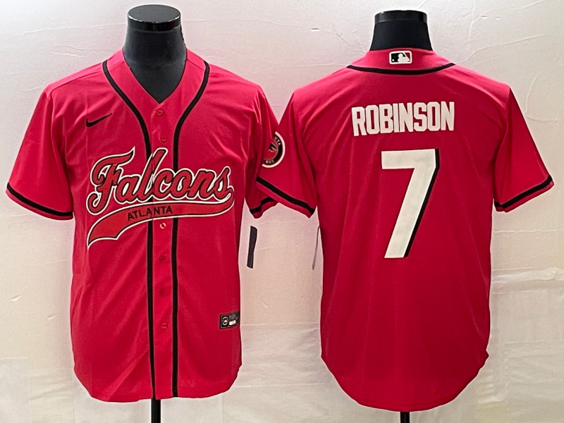 Men's Atlanta Falcons #7 Bijan Robinson Red With Patch Cool Base Stitched Baseball Jersey Men's Atlanta Falcons #7 Bijan Robinson Red With Patch Cool Base Stitched Baseball Jersey