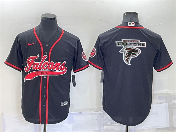 Men's Atlanta Falcons Black Team Big Logo With Patch Cool Base Stitched Baseball Jersey Men's Atlanta Falcons Black Team Big Logo With Patch Cool Base Stitched Baseball Jersey