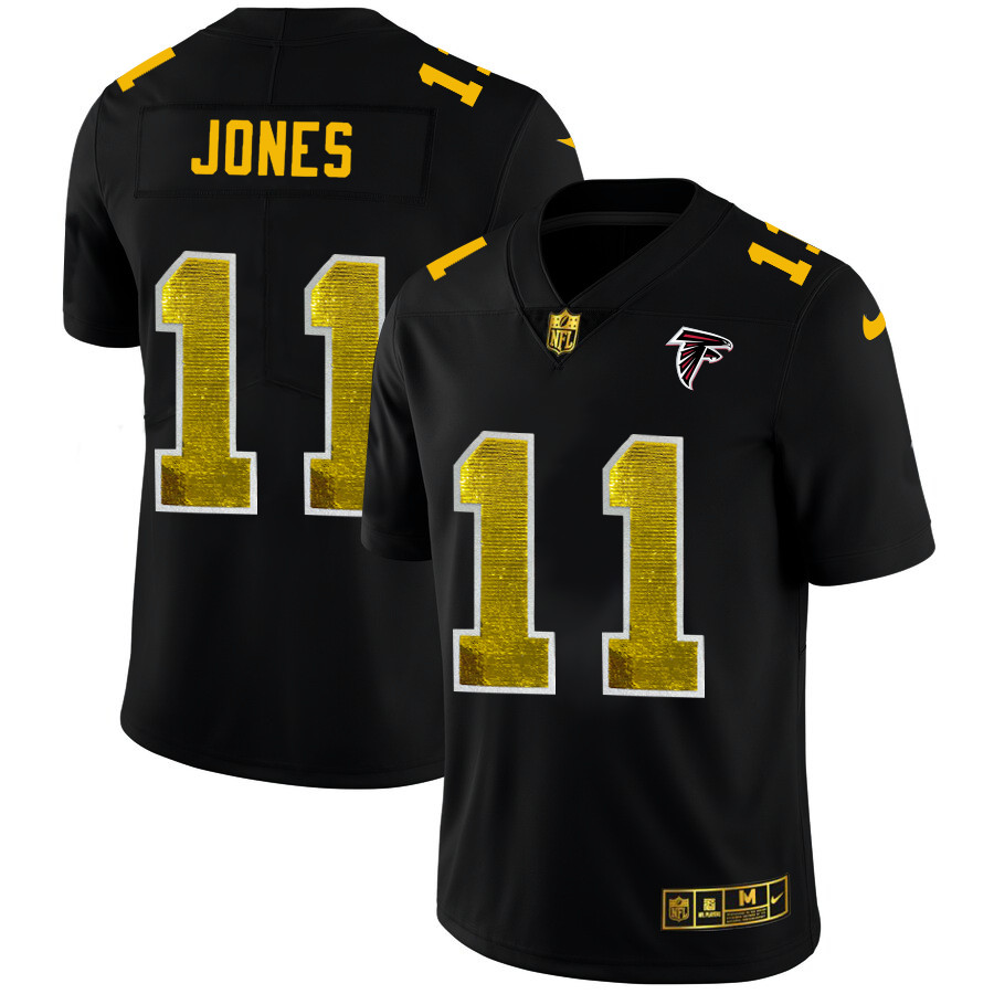Atlanta Falcons #11 Julio Jones Men's Black Nike Golden Sequin Vapor Limited NFL Jersey Atlanta Falcons #11 Julio Jones Men's Black Nike Golden Sequin Vapor Limited NFL Jersey