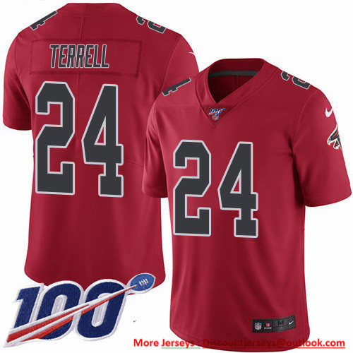 Nike Falcons #24 A.J. Terrell Red Men's Stitched NFL Limited Rush 100th Season Jersey Nike Falcons #24 A.J. Terrell Red Men's Stitched NFL Limited Rush 100th Season Jersey