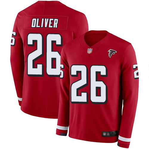 Falcons #26 Isaiah Oliver Red Team Color Men's Stitched Football Limited Therma Long Sleeve Jersey Falcons #26 Isaiah Oliver Red Team Color Men's Stitched Football Limited Therma Long Sleeve Jersey