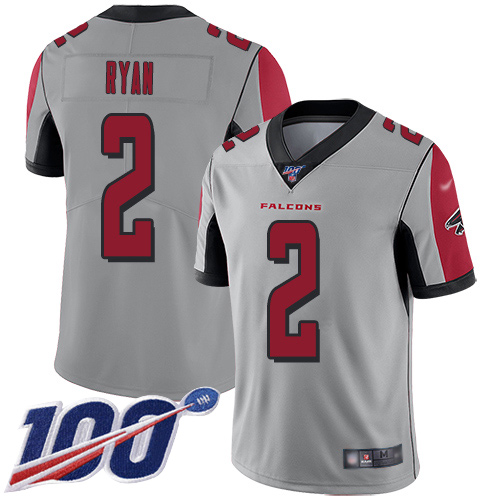 Falcons #2 Matt Ryan Silver Men's Stitched Football Limited Inverted Legend 100th Season Jersey Falcons #2 Matt Ryan Silver Men's Stitched Football Limited Inverted Legend 100th Season Jersey