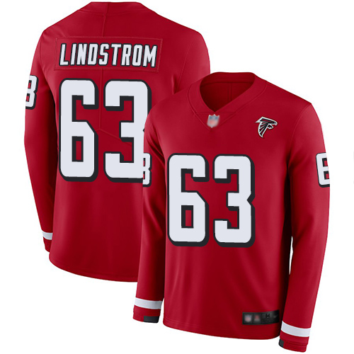 Falcons #63 Chris Lindstrom Red Team Color Men's Stitched Football Limited Therma Long Sleeve Jersey Falcons #63 Chris Lindstrom Red Team Color Men's Stitched Football Limited Therma Long Sleeve Jersey