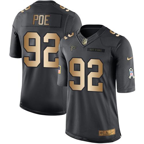Nike Falcons #92 Dontari Poe Black Men's Stitched NFL Limited Gold Salute To Service Jersey Nike Falcons #92 Dontari Poe Black Men's Stitched NFL Limited Gold Salute To Service Jersey