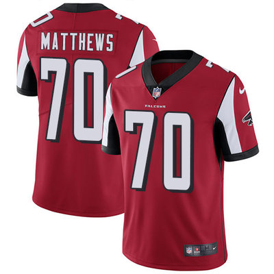 Nike Falcons #70 Jake Matthews Red Team Color Men's Stitched NFL Vapor Untouchable Limited Jersey Nike Falcons #70 Jake Matthews Red Team Color Men's Stitched NFL Vapor Untouchable Limited Jersey