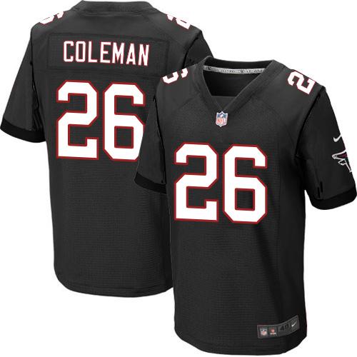 Nike Falcons #26 Tevin Coleman Black Alternate Men's Stitched NFL Elite Jersey Nike Falcons #26 Tevin Coleman Black Alternate Men's Stitched NFL Elite Jersey