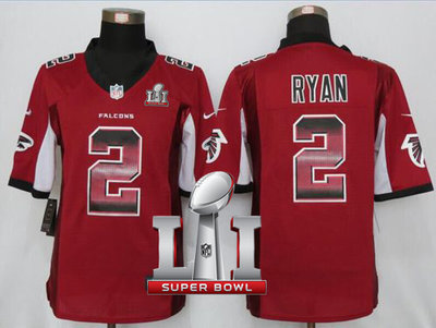 Nike Falcons #2 Matt Ryan Red Team Color Super Bowl LI 51 Men's Stitched NFL Limited Strobe Jersey Nike Falcons #2 Matt Ryan Red Team Color Super Bowl LI 51 Men's Stitched NFL Limited Strobe Jersey
