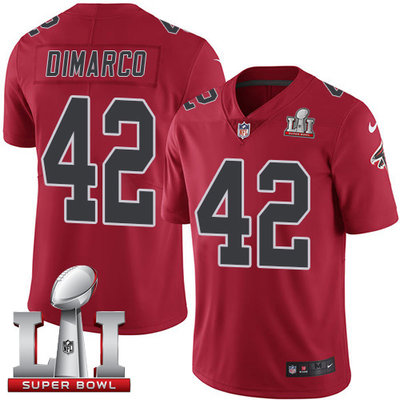Nike Falcons #42 Patrick DiMarco Red Super Bowl LI 51 Men's Stitched NFL Limited Rush Jersey Nike Falcons #42 Patrick DiMarco Red Super Bowl LI 51 Men's Stitched NFL Limited Rush Jersey