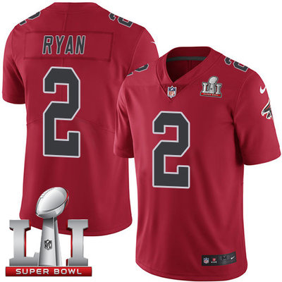 Nike Falcons #2 Matt Ryan Red Super Bowl LI 51 Men's Stitched NFL Limited Rush Jersey Nike Falcons #2 Matt Ryan Red Super Bowl LI 51 Men's Stitched NFL Limited Rush Jersey