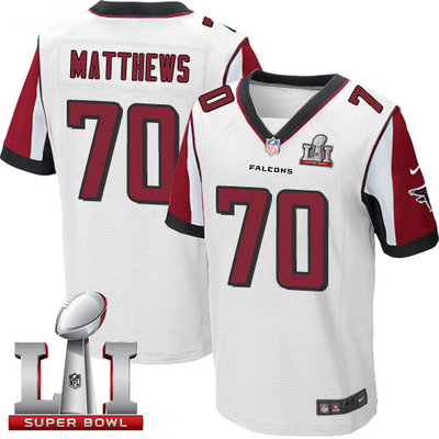 Nike Falcons #70 Jake Matthews White Super Bowl LI 51 Men's Stitched NFL Elite Jersey Nike Falcons #70 Jake Matthews White Super Bowl LI 51 Men's Stitched NFL Elite Jersey