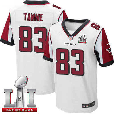 Nike Falcons #83 Jacob Tamme White Super Bowl LI 51 Men's Stitched NFL Elite Jersey Nike Falcons #83 Jacob Tamme White Super Bowl LI 51 Men's Stitched NFL Elite Jersey