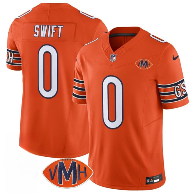 Men's Chicago Bears #0 D'Andre Swift Orange 2025 F.U.S.E. With VMH Patch Vapor Untouchable Limited Stitched Football Jersey Men's Chicago Bears #0 D'Andre Swift Orange 2025 F.U.S.E. With VMH Patch Vapor Untouchable Limited Stitched Football Jersey
