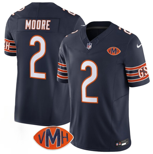 Men's Chicago Bears #2 D.J. Moore Navy 2025 F.U.S.E. With VMH Patch Vapor Untouchable Limited Stitched Football Jersey Men's Chicago Bears #2 D.J. Moore Navy 2025 F.U.S.E. With VMH Patch Vapor Untouchable Limited Stitched Football Jersey
