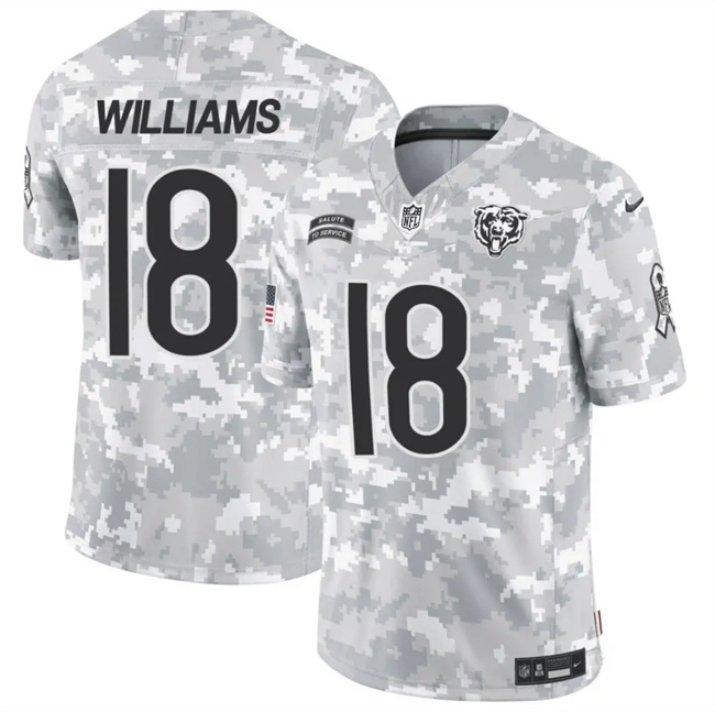 Men's Chicago Bears #18 Caleb Williams 2024 F.U.S.E Arctic Camo Salute To Service Limited Stitched Football Jersey Men's Chicago Bears #18 Caleb Williams 2024 F.U.S.E Arctic Camo Salute To Service Limited Stitched Football Jersey