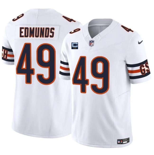Men's Chicago Bears #49 Tremaine Edmunds White 2024 F.U.S.E. With 2-Star C Patch Vapor Untouchable Limited Stitched Football Jersey Men's Chicago Bears #49 Tremaine Edmunds White 2024 F.U.S.E. With 2-Star C Patch Vapor Untouchable Limited Stitched Football Jersey