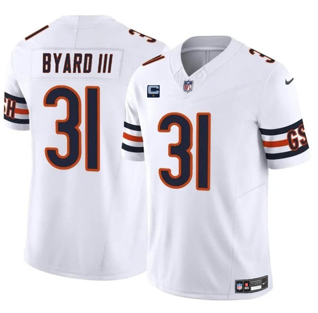 Men's Chicago Bears #31 Kevin Byard III White 2024 F.U.S.E. With 1-Star C Patch Vapor Untouchable Limited Stitched Football Jersey Men's Chicago Bears #31 Kevin Byard III White 2024 F.U.S.E. With 1-Star C Patch Vapor Untouchable Limited Stitched Football Jersey