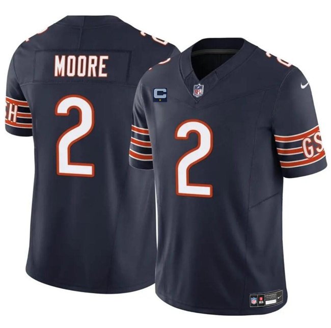 Men's Chicago Bears #2 DJ Moore Navy 2024 F.U.S.E. With 1-Star C Patch Vapor Untouchable Limited Stitched Football Jersey Men's Chicago Bears #2 DJ Moore Navy 2024 F.U.S.E. With 1-Star C Patch Vapor Untouchable Limited Stitched Football Jersey