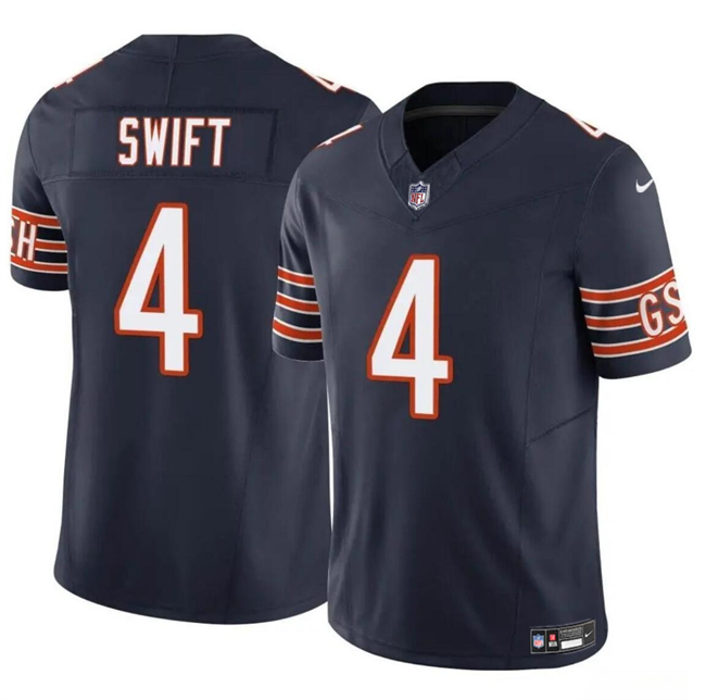 Men's Chicago Bears #4 D’Andre Swift Navy 2023 F.U.S.E. Vapor Stitched Football Jersey Men's Chicago Bears #4 D’Andre Swift Navy 2023 F.U.S.E. Vapor Stitched Football Jersey
