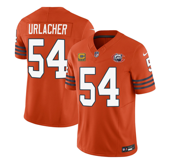 Men's Chicago Bears #54 Brian Urlacher Orange 2023 F.U.S.E. With 4-Star C Patch Throwback Limited Stitched Football Jersey Men's Chicago Bears #54 Brian Urlacher Orange 2023 F.U.S.E. With 4-Star C Patch Throwback Limited Stitched Football Jersey