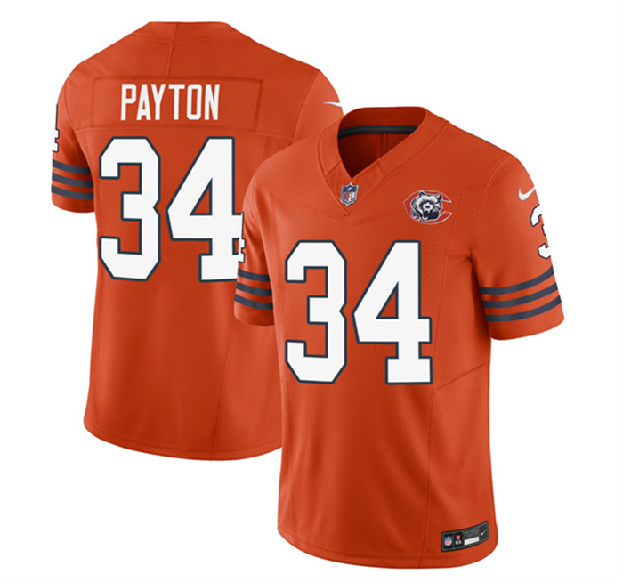 Men's Chicago Bears #34 Walter Payton Orange 2023 F.U.S.E. Throwback Limited Stitched Football Jersey Men's Chicago Bears #34 Walter Payton Orange 2023 F.U.S.E. Throwback Limited Stitched Football Jersey