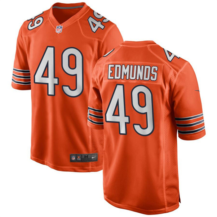 Men's Chicago Bears #49 Tremaine Edmunds Orange Stitched Game Jersey Men's Chicago Bears #49 Tremaine Edmunds Orange Stitched Game Jersey