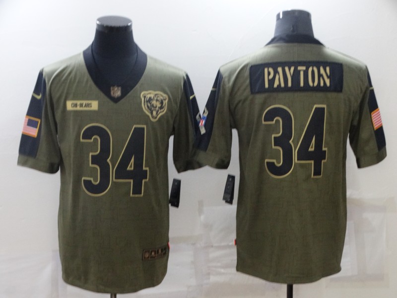 Men's Chicago Bears #34 Walter Payton Nike Olive 2021 Salute To Service Retired Player Limited Jersey Men's Chicago Bears #34 Walter Payton Nike Olive 2021 Salute To Service Retired Player Limited Jersey