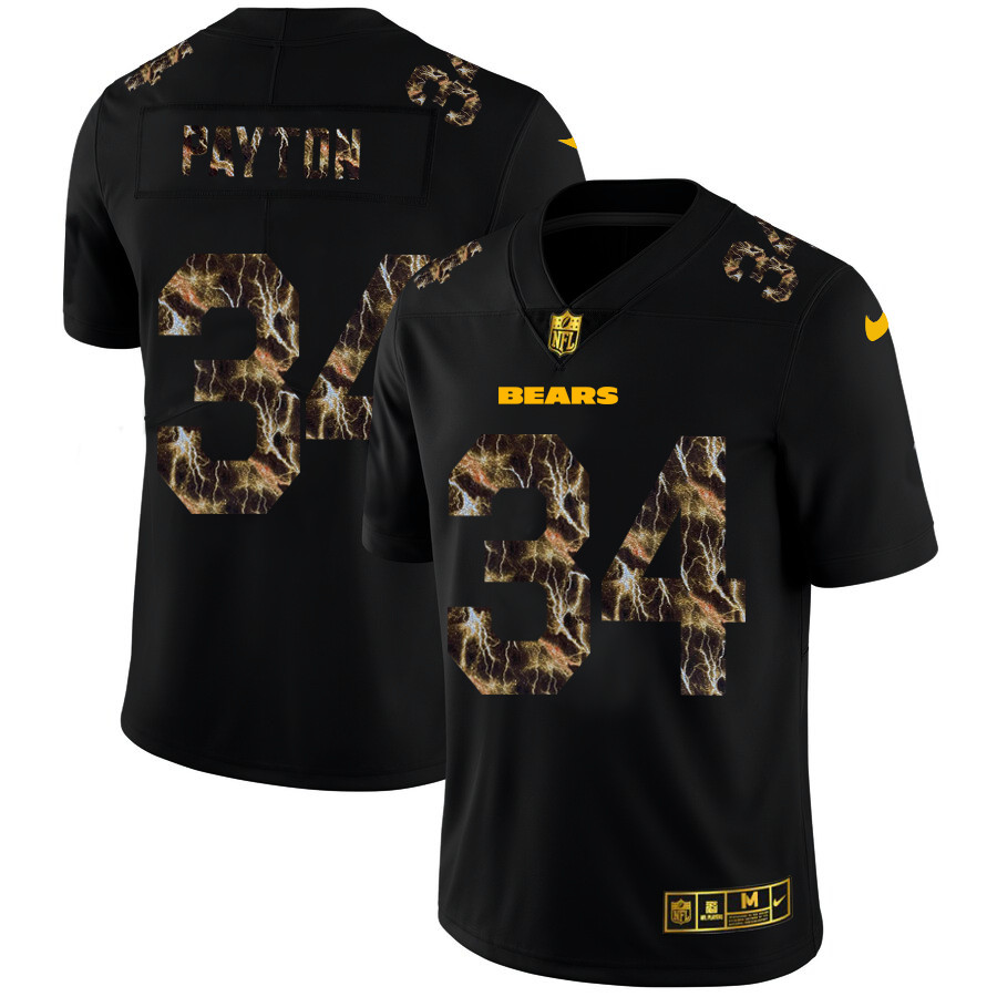 Chicago Bears #34 Walter Payton Men's Black Nike Flocked Lightning Vapor Limited NFL Jersey Chicago Bears #34 Walter Payton Men's Black Nike Flocked Lightning Vapor Limited NFL Jersey