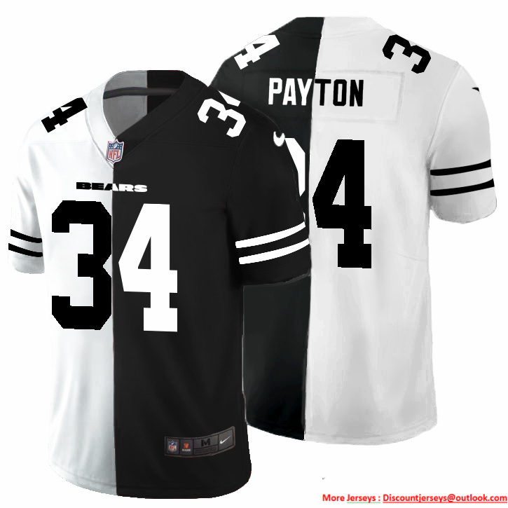 Chicago Bears #34 Walter Payton Men's Black V White Peace Split Nike Vapor Untouchable Limited NFL Jersey