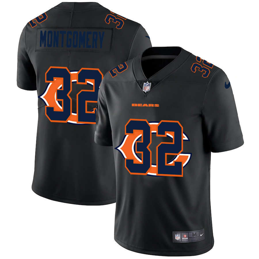 Chicago Bears #32 David Montgomery Men's Nike Team Logo Dual Overlap Limited NFL Jersey Black Chicago Bears #32 David Montgomery Men's Nike Team Logo Dual Overlap Limited NFL Jersey Black