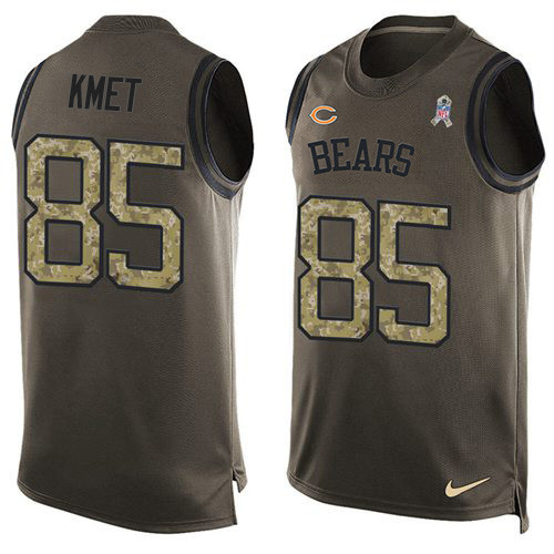 Nike Bears #85 Cole Kmet Green Men's Stitched NFL Limited Salute To Service Tank Top Jersey Nike Bears #85 Cole Kmet Green Men's Stitched NFL Limited Salute To Service Tank Top Jersey