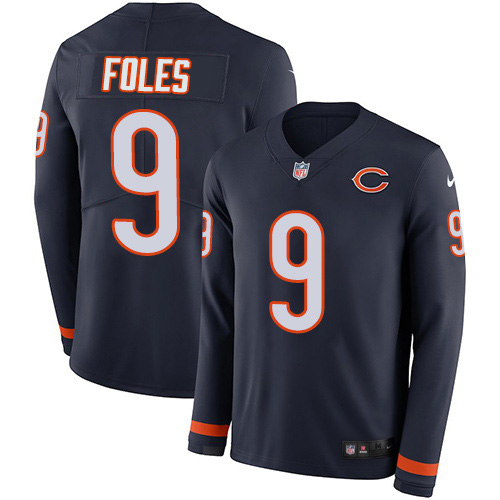 Nike Bears #9 Nick Foles Navy Blue Team Color Men's Stitched NFL Limited Therma Long Sleeve Jersey Nike Bears #9 Nick Foles Navy Blue Team Color Men's Stitched NFL Limited Therma Long Sleeve Jersey