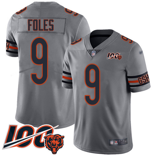 Nike Bears #9 Nick Foles Silver Men's Stitched NFL Limited Inverted Legend 100th Season Jersey Nike Bears #9 Nick Foles Silver Men's Stitched NFL Limited Inverted Legend 100th Season Jersey
