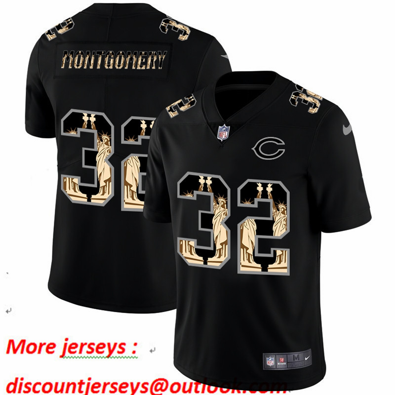 Nike Bears 32 David Montgomery Black Statue Of Liberty Limited Jersey Nike Bears 32 David Montgomery Black Statue Of Liberty Limited Jersey