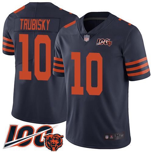Bears #10 Mitchell Trubisky Navy Blue Alternate Men's Stitched Football 100th Season Vapor Limited Jersey Bears #10 Mitchell Trubisky Navy Blue Alternate Men's Stitched Football 100th Season Vapor Limited Jersey