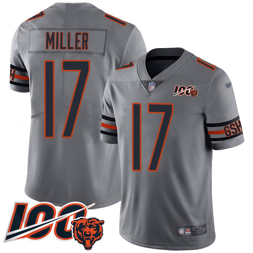 Bears #17 Anthony Miller Silver Men's Stitched Football Limited Inverted Legend 100th Season Jersey Bears #17 Anthony Miller Silver Men's Stitched Football Limited Inverted Legend 100th Season Jersey