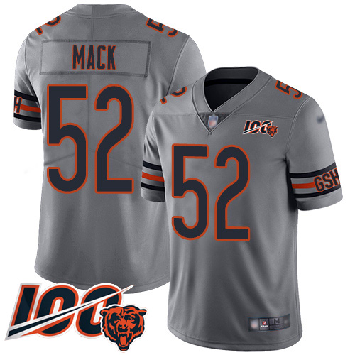 Bears #52 Khalil Mack Silver Men's Stitched Football Limited Inverted Legend 100th Season Jersey Bears #52 Khalil Mack Silver Men's Stitched Football Limited Inverted Legend 100th Season Jersey