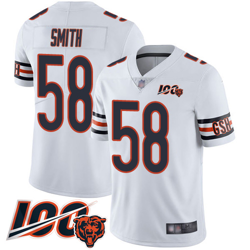 Bears #58 Roquan Smith White Men's Stitched Football 100th Season Vapor Limited Jersey Bears #58 Roquan Smith White Men's Stitched Football 100th Season Vapor Limited Jersey