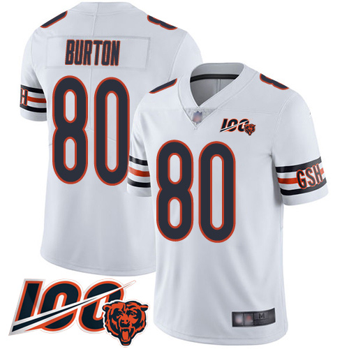 Bears #80 Trey Burton White Men's Stitched Football 100th Season Vapor Limited Jersey Bears #80 Trey Burton White Men's Stitched Football 100th Season Vapor Limited Jersey