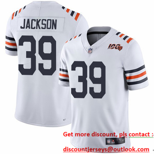 Bears #39 Eddie Jackson White Alternate Men's Stitched Football Vapor Untouchable Limited 100th Season Jersey Bears #39 Eddie Jackson White Alternate Men's Stitched Football Vapor Untouchable Limited 100th Season Jersey
