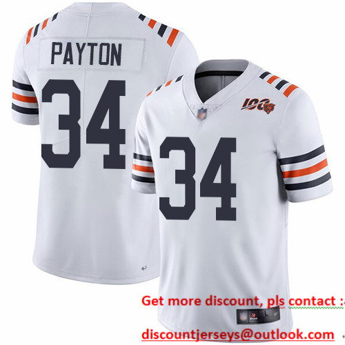Bears #34 Walter Payton White Alternate Men's Stitched Football Vapor Untouchable Limited 100th Season Jersey