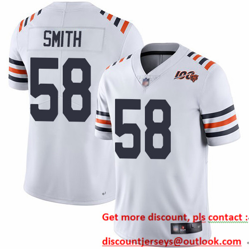 Bears #58 Roquan Smith White Alternate Men's Stitched Football Vapor Untouchable Limited 100th Season Jersey Bears #58 Roquan Smith White Alternate Men's Stitched Football Vapor Untouchable Limited 100th Season Jersey