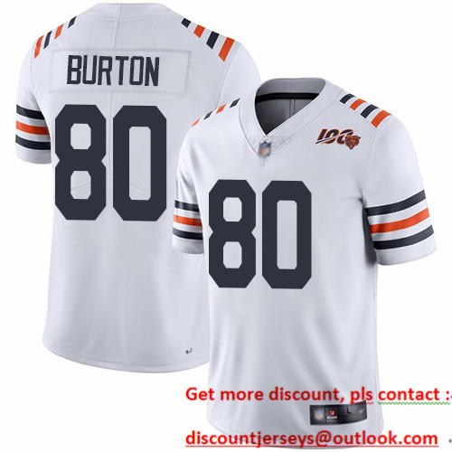 Bears #80 Trey Burton White Alternate Men's Stitched Football Vapor Untouchable Limited 100th Season Jersey