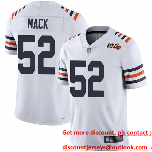 Bears #52 Khalil Mack White Alternate Men's Stitched Football Vapor Untouchable Limited 100th Season Jersey