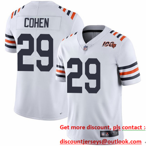 Bears #29 Tarik Cohen White Alternate Men's Stitched Football Vapor Untouchable Limited 100th Season Jersey Bears #29 Tarik Cohen White Alternate Men's Stitched Football Vapor Untouchable Limited 100th Season Jersey