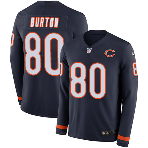 Nike Bears #80 Trey Burton Navy Blue Team Color Men's Stitched NFL Limited Therma Long Sleeve Jersey Nike Bears #80 Trey Burton Navy Blue Team Color Men's Stitched NFL Limited Therma Long Sleeve Jersey