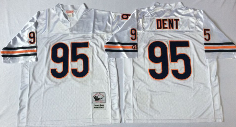 Mitchell&Ness Bears #95 Richard Dent White Small No. Throwback Stitched NFL Jersey